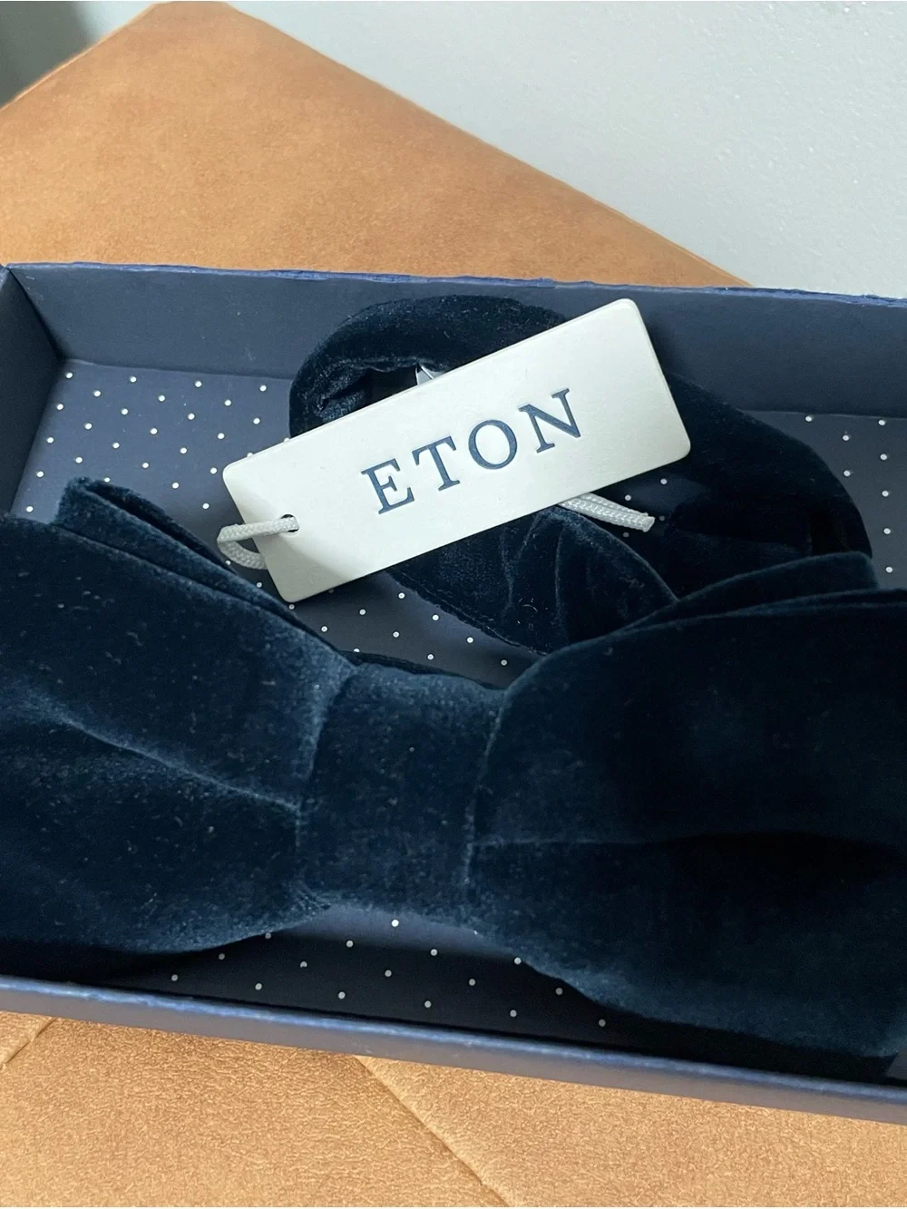 Eton Velvet Bow Tie in Navy Blue